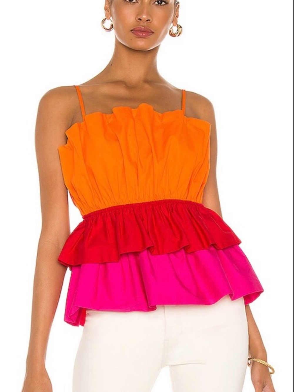 Milly Naomi ruffled top watermelon multi